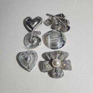 Vintage Brooch Lot Silver Tone